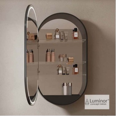 LUMINOR JAZZ 50CM ΝΤΟΥΛΑΠΙ ΜΕ ΦΩΤΙΖΟΜΕΝΟ ΚΑΘΡΕΠΤΗ LED ΠΛΑΙΣΙΟ ΑΛΟΥΜΙΝΙΟΥ ΚΑΙ ΕΝΣΩΜΑΤΩΜΕΝΗ ΠΡΙΖΑ 230V, BLACK MATT, 5027