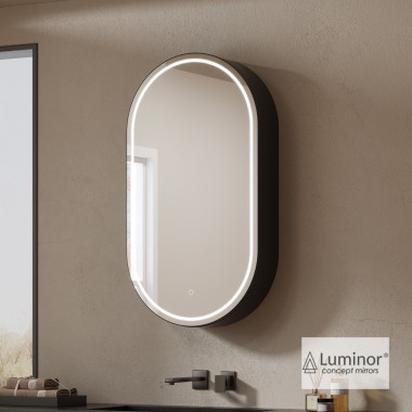 LUMINOR JAZZ 50CM ΝΤΟΥΛΑΠΙ ΜΕ ΦΩΤΙΖΟΜΕΝΟ ΚΑΘΡΕΠΤΗ LED ΠΛΑΙΣΙΟ ΑΛΟΥΜΙΝΙΟΥ ΚΑΙ ΕΝΣΩΜΑΤΩΜΕΝΗ ΠΡΙΖΑ 230V, BLACK MATT, 5027