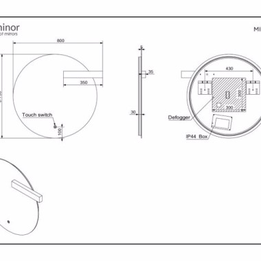 LUMINOR MILO 75CM ΦΩΤΙΖΟΜΕΝΟΣ ΚΑΘΡΕΠΤΗΣ LED ME ΕΚΚΕΝΤΡΗ ΑΠΛΙΚΑ, MIL 75