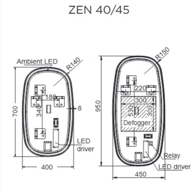 LUMINOR ZEΝΜ 50 MUSIC ΦΩΤΙZΟΜΕΝΟΣ ΚΑΘΡΕΠΤΗΣ LED ΑΠΟ ΠΙΣΩ, 4 ΔΙΑΣΤΑΣΕΙΣ, ZEN