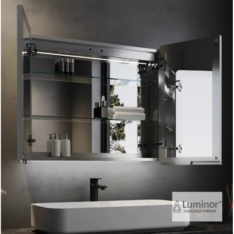 LUMINOR KUBI 80CM ΝΤΟΥΛΑΠΙ ΜΕ ΦΩΤΙΖΟΜΕΝΟ ΚΑΘΡΕΠΤΗ LED ΠΛΑΙΣΙΟ ΑΛΟΥΜΙΝΙΟΥ ΚΑΙ ΕΝΣΩΜΑΤΩΜΕΝΗ ΠΡΙΖΑ 230V,Ασημί 4020