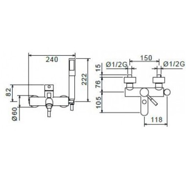 LATORRE NEW TECH ΜΠΑΤΑΡΙΑ ΛΟΥΤΡΟΥ ΜΕ ΤΗΛΕΦΩΝΟ INOX FINISH, 12019-110 