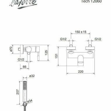 LA TORRE NEW TECH ΜΠΑΤΑΡΙΑ ΛΟΥΤΡΟΥ ΜΕ ΕΠΙΤΟΙΧΙΟ ΣΤΗΡΙΓΜΑ ΤΗΛΕΦΩΝΟΥ WHITE MATT 