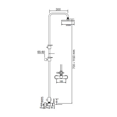 LA TORRE NEW TECH ΣΤΗΛΗ ΝΤΟΥΖ ΣΤΑΘΕΡΟΥ ΥΨΟΥΣ 117CM 2 ΕΞΟΔΩΝ CHROME