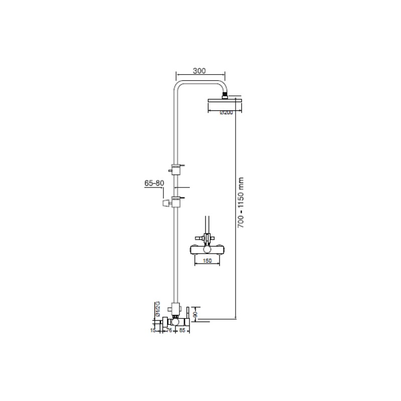 LA TORRE NEW TECH ΡΥΘΜΙΖΟΜΕΝΗ ΣΤΗΛΗ ΝΤΟΥΖ 83-144CM 2 ΕΞΟΔΩΝ CHROME