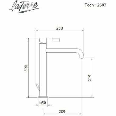 LA TORRE NEW TECH ΨΗΛΗ ΜΠΑΤΑΡΙΑ ΝΙΠΤΗΡΑ ΜΠΑΝΙΟΥ INOX FINISH 