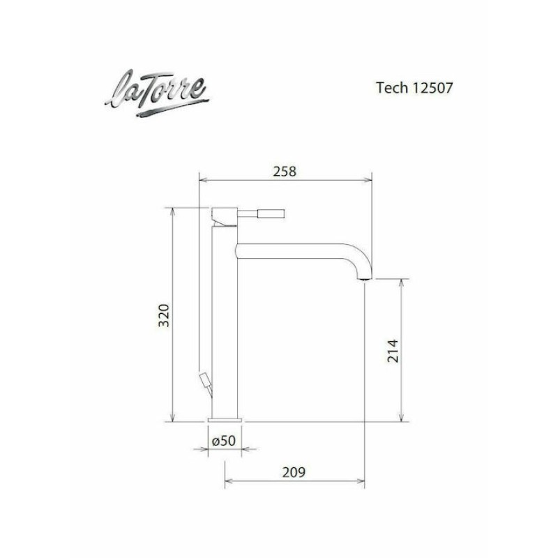 LA TORRE NEW TECH ΨΗΛΗ ΜΠΑΤΑΡΙΑ ΝΙΠΤΗΡΑ ΜΠΑΝΙΟΥ INOX FINISH 