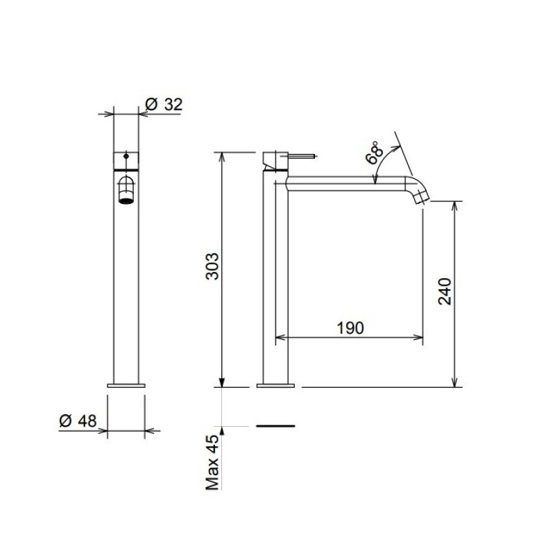 LA TORRE ELLE 316 ΨΗΛΗ ΜΠΑΤΑΡΙΑ ΝΙΠΤΗΡΑ ΜΠΑΝΙΟΥ INOX BRUSHED