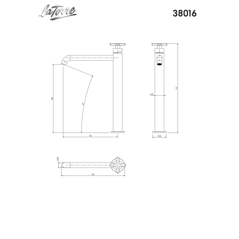 LA TORRE ELLE CROSS ΨΗΛΗ ΜΠΑΤΑΡΙΑ ΝΙΠΤΗΡΑ INOX FINISH 