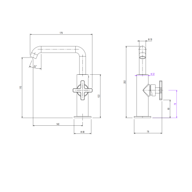 LA TORRE ELLE CROSS ΜΠΑΤΑΡΙΑ ΝΙΠΤΗΡΑ ΜΕ ΠΛΑΙΝΟ ΛΕΒΙΕ INOX FINISH 