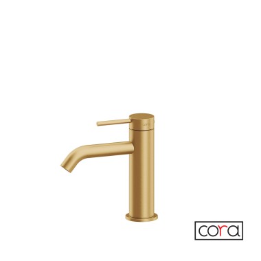 Cora Cosmo 316L, Μπαταρία Νιπτήρος με Βαλβίδα Clic-Clac, Gold Brushed, 6111-211