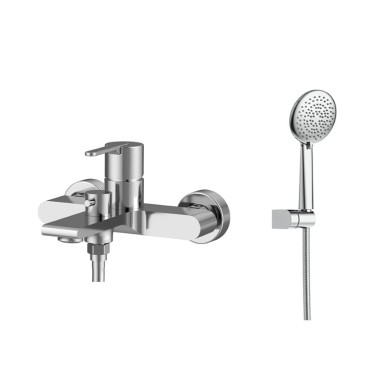  ORABELLA MAREA WALL-MOUNTED BATHROOM FAUCET WITH 2-OUTLET SHOWER PHONE CHROME