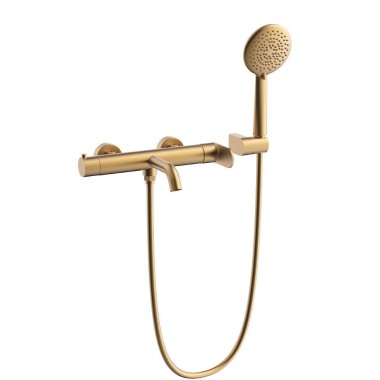 ORABELLA ASPEN, ΜΠΑΤΑΡΙΑ ΛΟΥΤΡΟΥ ΜΕ ΤΗΛΕΦΩΝΟ ΚΑΙ ΣΠΙΡΑΛ, GOLD BRUSHED, 10470