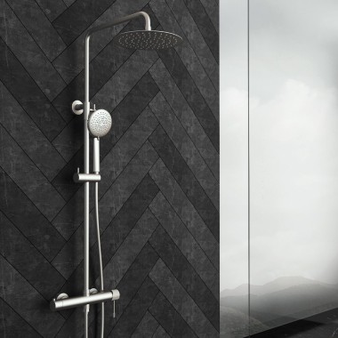 ORABELLA TERRA, ΡΥΘΜΙΖΟΜΕΝΗ ΣΤΗΛΗ ΝΤΟΥΣ 88-118 CM, 2 ΕΞΟΔΩΝ, BRUSHED NICKEL, 10317