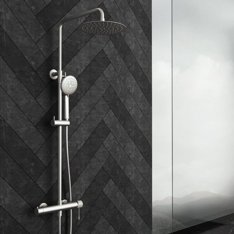 ORABELLA TERRA, ΡΥΘΜΙΖΟΜΕΝΗ ΣΤΗΛΗ ΝΤΟΥΣ 88-118 CM, 2 ΕΞΟΔΩΝ, BRUSHED NICKEL, 10317