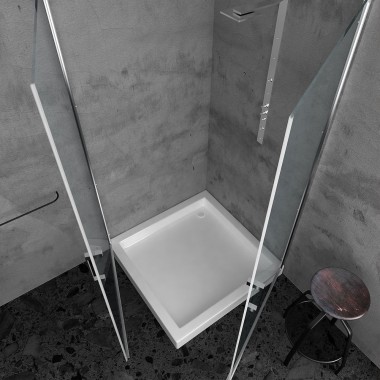 Orabella Door Square/Asymmetrical, Καμπίνα Τετράγωνη/Ασύμμετρη με 2 Ανοιγόμενα Μέρη, Ύψος: 190 cm, 70x80 (67-69.5/77-79.5), Chrome, 30146