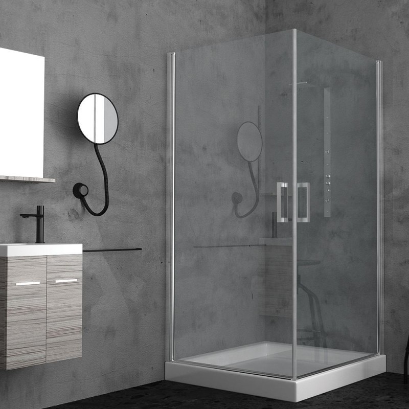 Orabella Door Square/Asymmetrical, Καμπίνα Τετράγωνη/Ασύμμετρη με 2 Ανοιγόμενα Μέρη, Ύψος: 190 cm, 70x70 (67-69.5/67-69.5) cm, Chrome, 30145