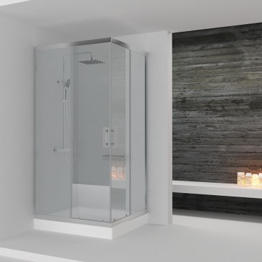 Οrabella Vitalia Square Easy Fix 200, Clean Glass, με 2 Συρόμενα και 2 Σταθερά Συρόμενα Μέρη, 100x100 (96.5-99) cm, Chrome, 30579