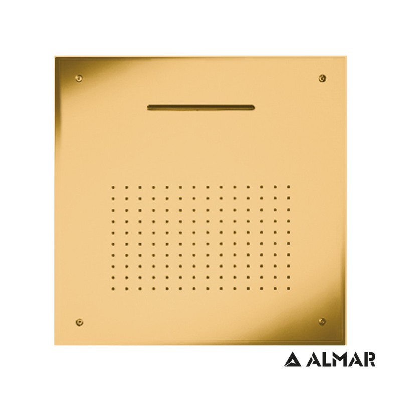 Almar Square XL Temptation, Κεφαλή Eντοιχισμού Οροφής 2 Εξόδων, 50x50 cm, Gold Brushed (PVD), E044109-211