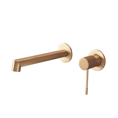 Orabella Terra Brushed Gold Μπαταρία Εντοιχισμού Νιπτήρος 2 οπών