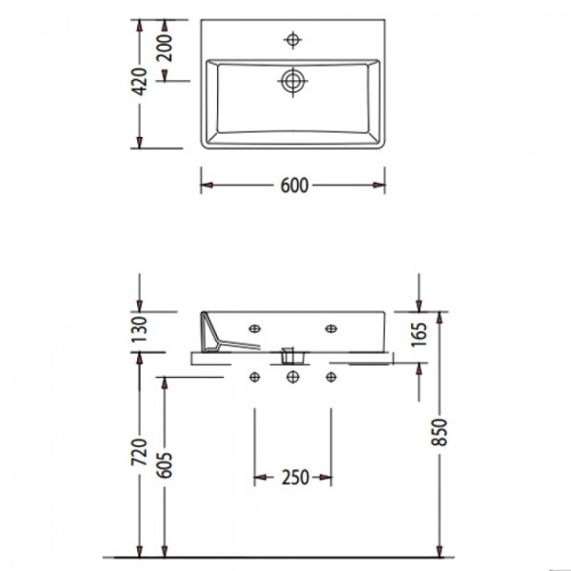 Νιπτήρας Serel Tetra  60X42 2047-300