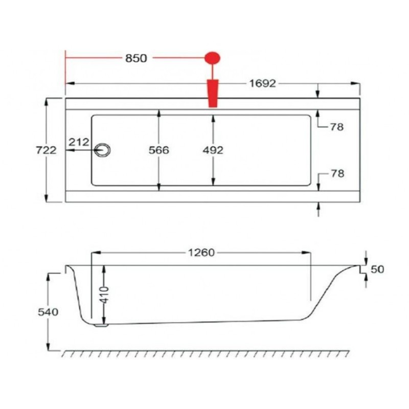 Μπανιέρα Carron Urban Carronite 170 x 72.5 cm 467C