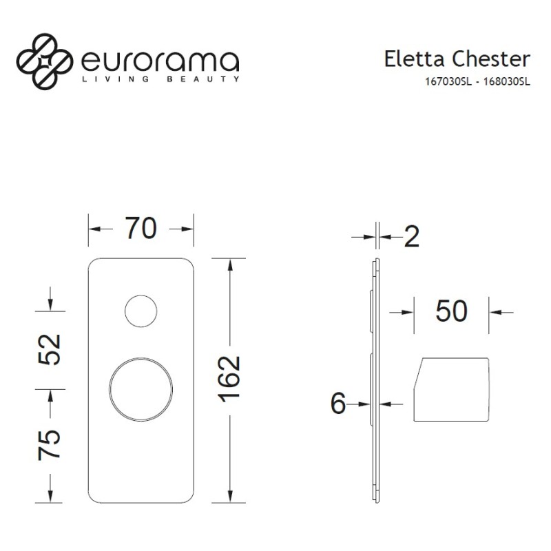 EURORAMA ELETTA CHESTER Μπαταρία Εντοιχισμού Λουτρού 2 Εξόδων Bronze Brushed 168030SL-221