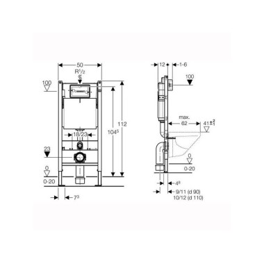 Geberit Delta 458.127.00.1 Εντοιχιζόμενο Καζανάκι Γυψοσανίδας με Μεταλλικό Πλαίσιο