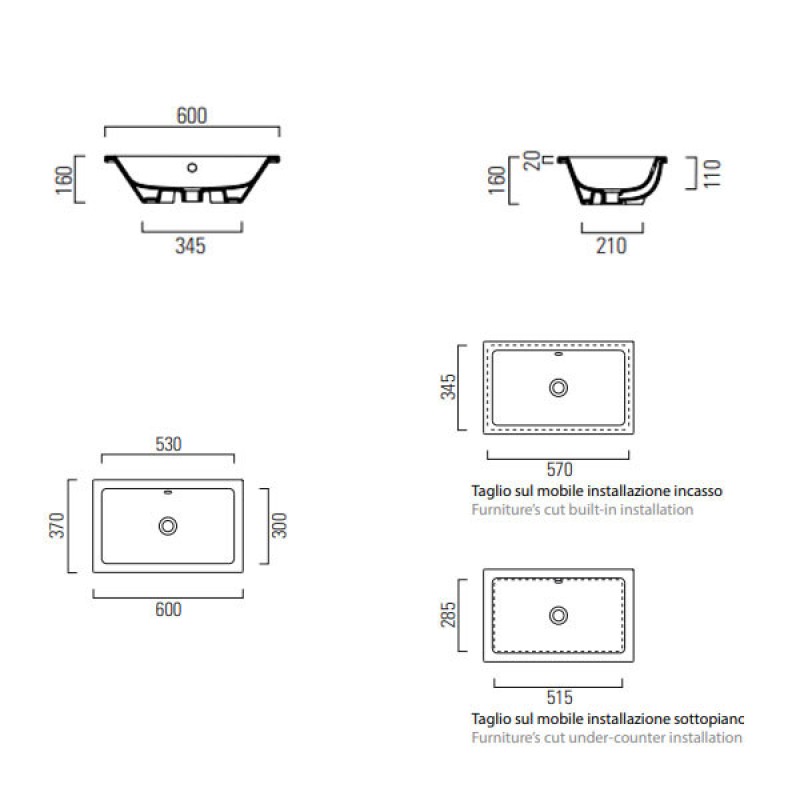 Νιπτήρας GSI Kube 60X37 8953-300