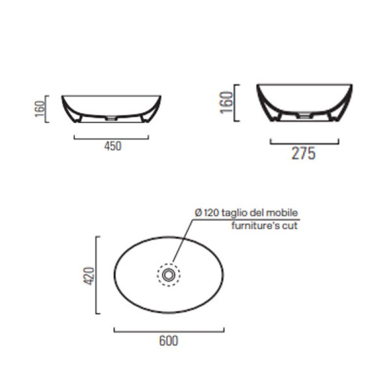 Νιπτήρας GSI Pura 60x42 8842-300