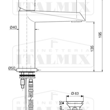 Italmix Unica Μπαταρία Νιπτήρος Chrome UN 200