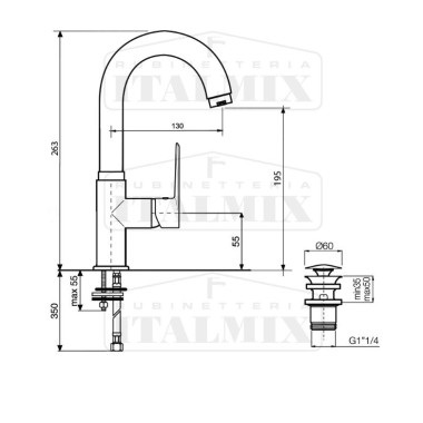 Italmix Unica Μπαταρία Νιπτήρος Chrome UN 240