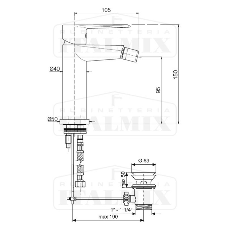 Italmix Unica Μπαταρία Νιπτήρος Chrome UN 300