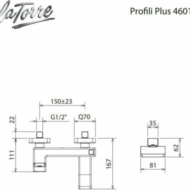 La Torre Profili Plus Μπαταρία Λουτρού Chrome 46019-100