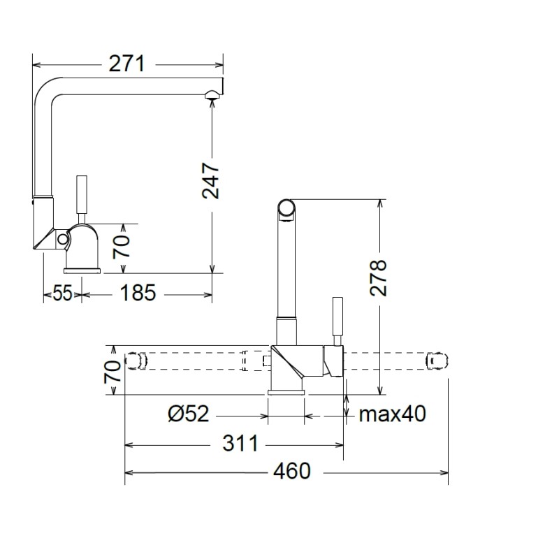 La Torre Tech Μπαταρία Κουζίνας Παραθύρου - Σπαστή Black mat 12115-400