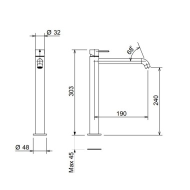 La Torre Elle 316 Μπαταρία Ψηλή Νιπτήρος Black Brushed PVD 35016-411