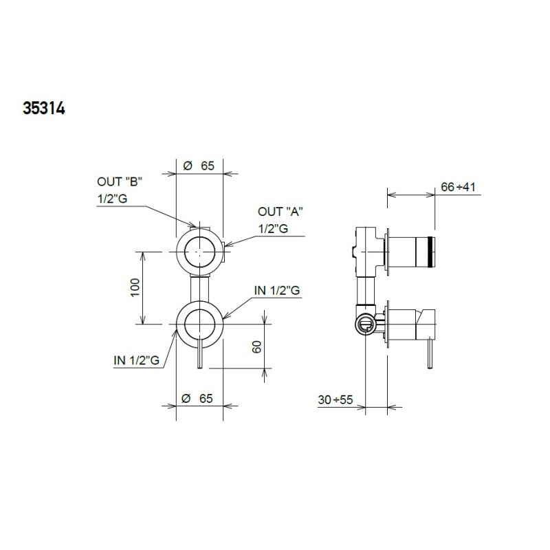 La Torre Elle 316 Εντοιχιζόμενο Σύστημα Ντους 2 εξόδων Gold Brushed PVD 35314-211