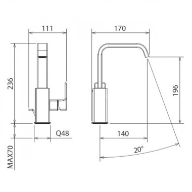 La Torre Profili Plus Μπαταρία Ψηλή Νιπτήρος Chrome 46601-100