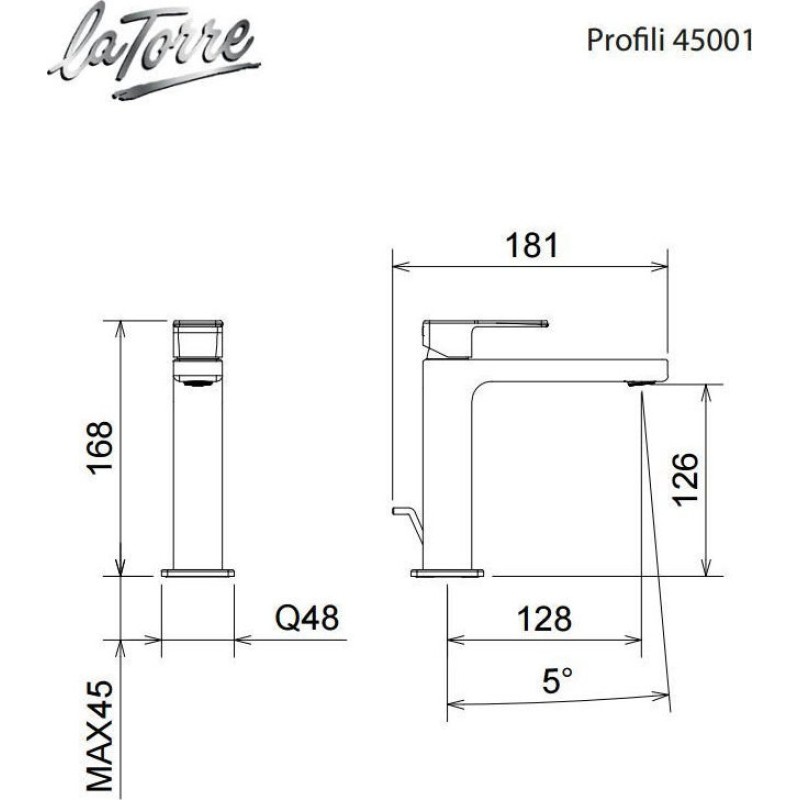 La Torre Profili Μπαταρία Νιπτήρος Chrome 45001-100