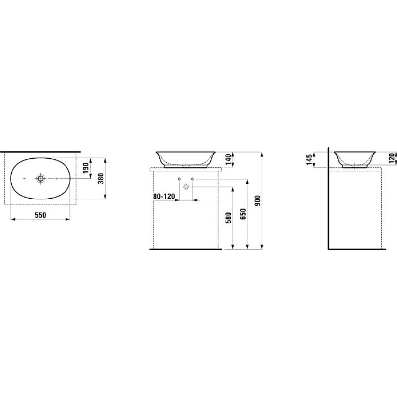 Νιπτήρας LAUFEN The new classic - H81285  2 Διαστάσεις