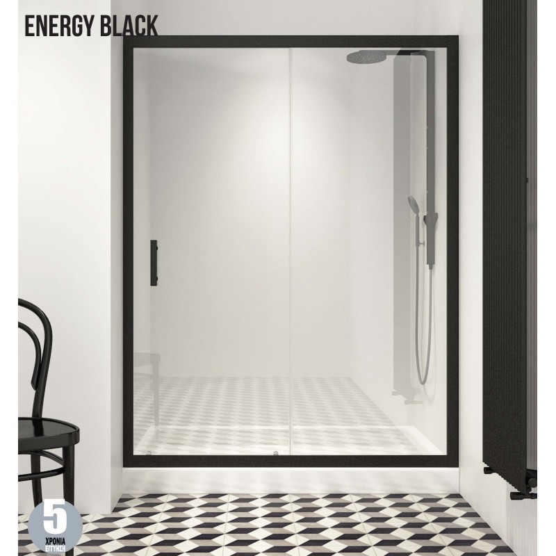 Καμπίνα Ντουζιέρας Orabella Energy Black 6mm Κρύσταλλο 5 Διαστάσεις