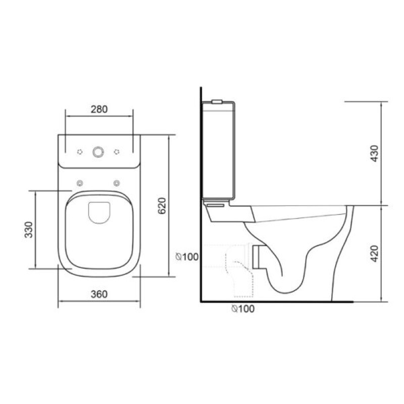 Λεκάνη Orabella Synthesis Rimless 62x36 Back to wall