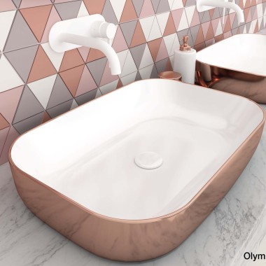 Νιπτήρας Olympia Metamorfosis 42600 White Pink Gold 60 x 42cm 