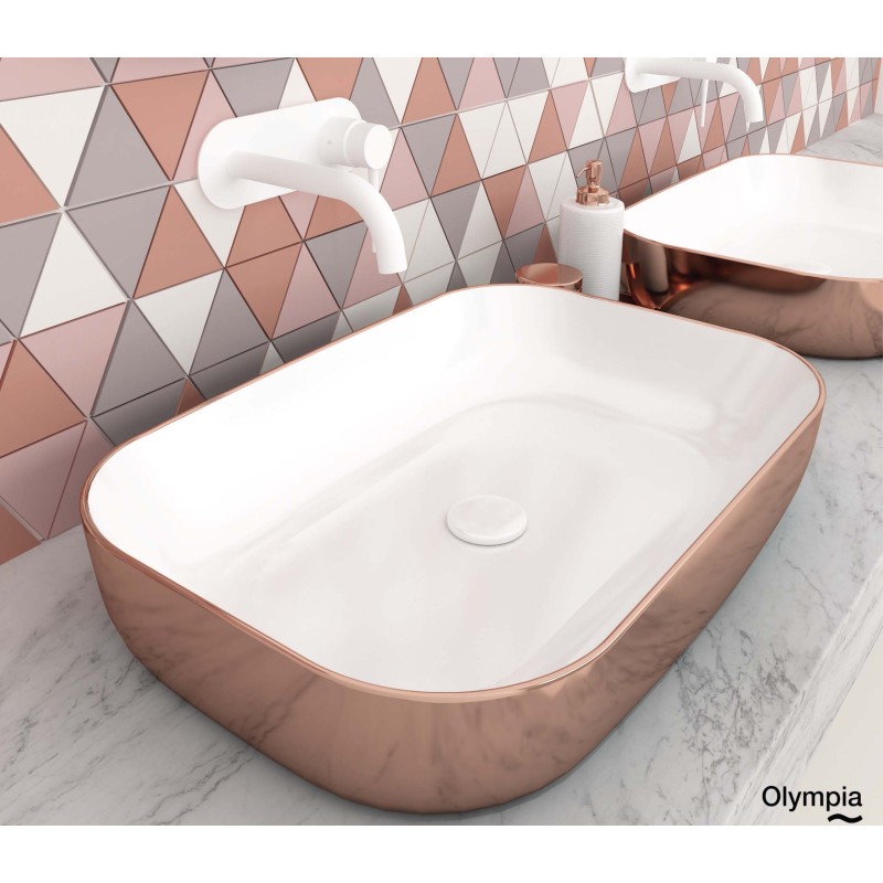 Νιπτήρας Olympia Metamorfosis 42600 White Pink Gold 60 x 42cm 