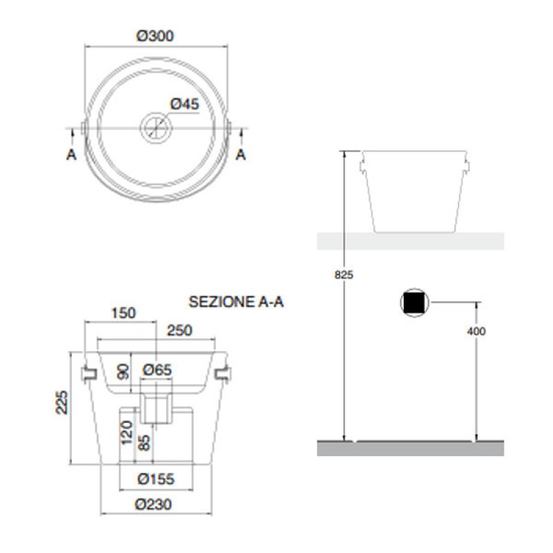 Νιπτήρας Scarabeo Bucket Φ30 X 22.5 8801-300