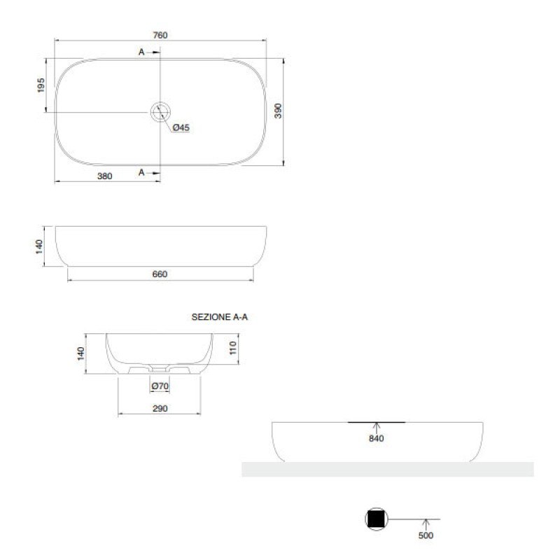 Νιπτήρας Scarabeo Glam 76x39 1803-300