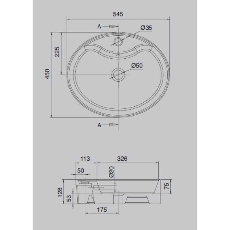 Νιπτήρας Scarabeo Wind/R 54,5x45 8030R-300