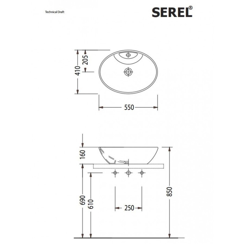 Νιπτήρας Serel 55x41 CH34-300