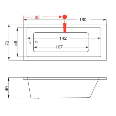 Μπανιέρα Sirene Cubic Ευθύγραμμη 2 Διαστάσεις CUBxxxxx