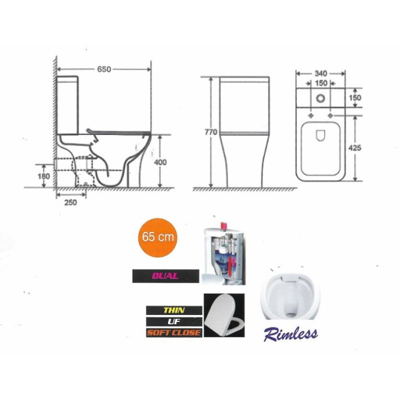 Λεκάνη Ceramita Storm Rimless 65x34